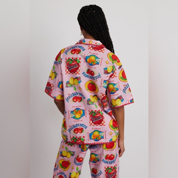 Damson Madder Chlo Shirt in the Fruit Labels Print - Picture 2 of 5